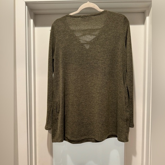 Ella Mara Anthropologie Olive Lace-Up Knit Sweater Size Small Boho Casual - Picture 5 of 13